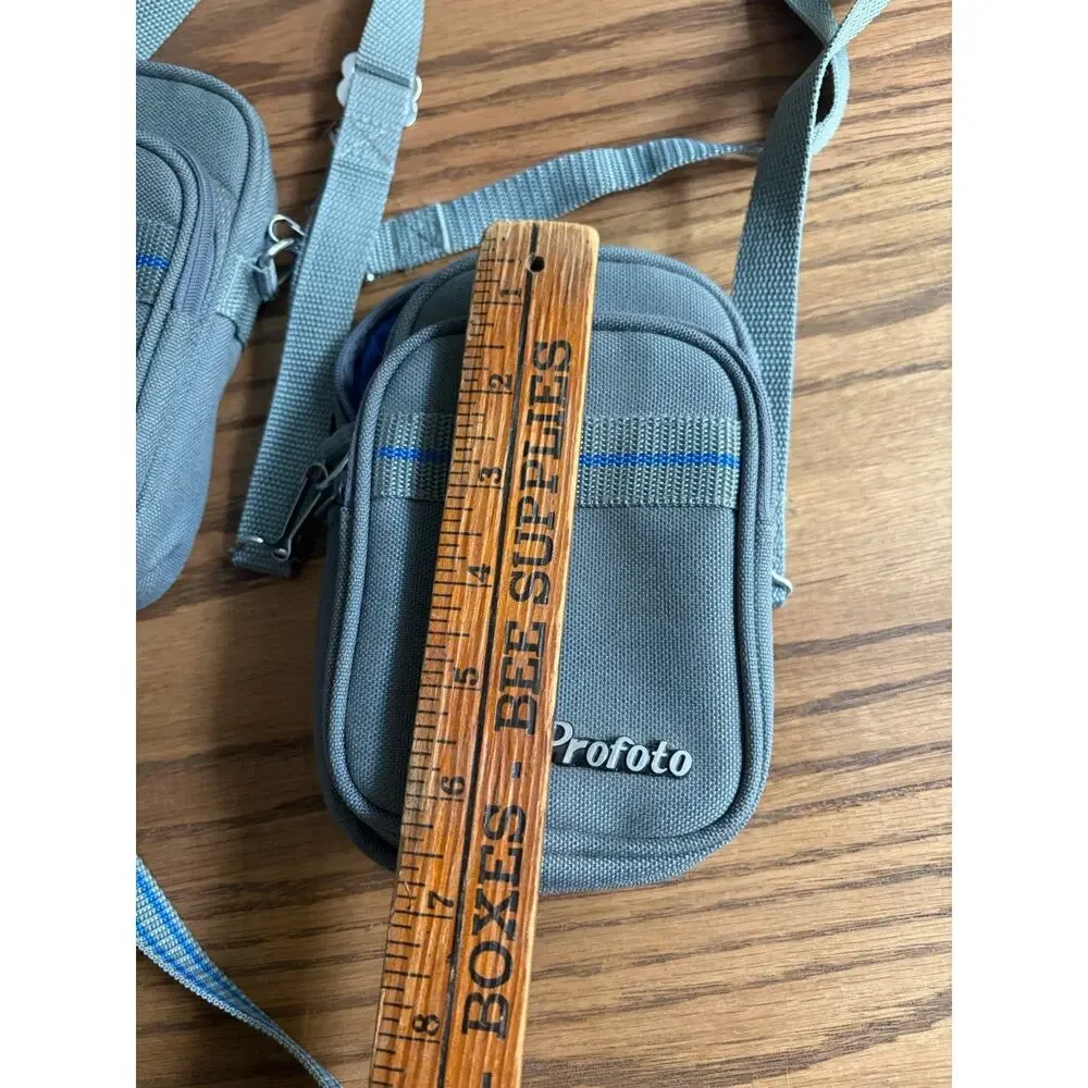 Vintage Profoto Gray Blue Camera Bags Shoulder Strap Zipper Pockets Set Of 3